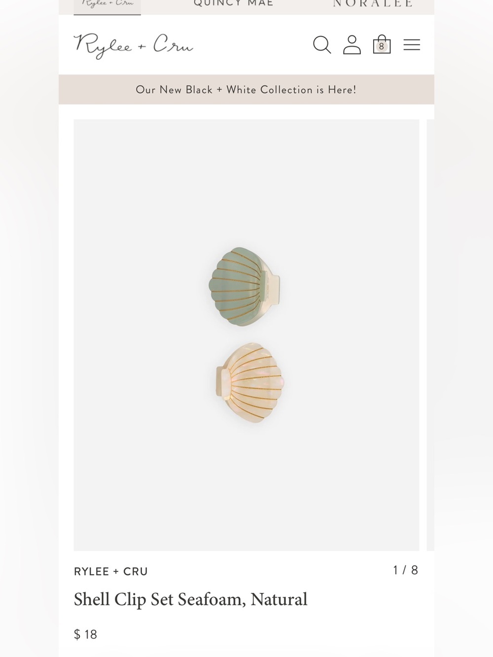 RYLEE + CRU
Shell Clip Set Seafoam, Natural